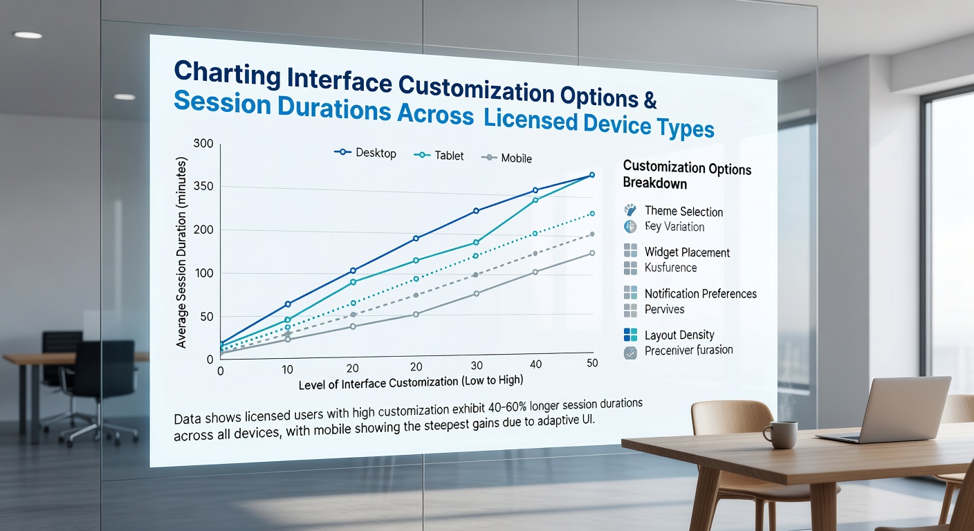 Analytics chart displaying session duration trends by device type after interface customizations