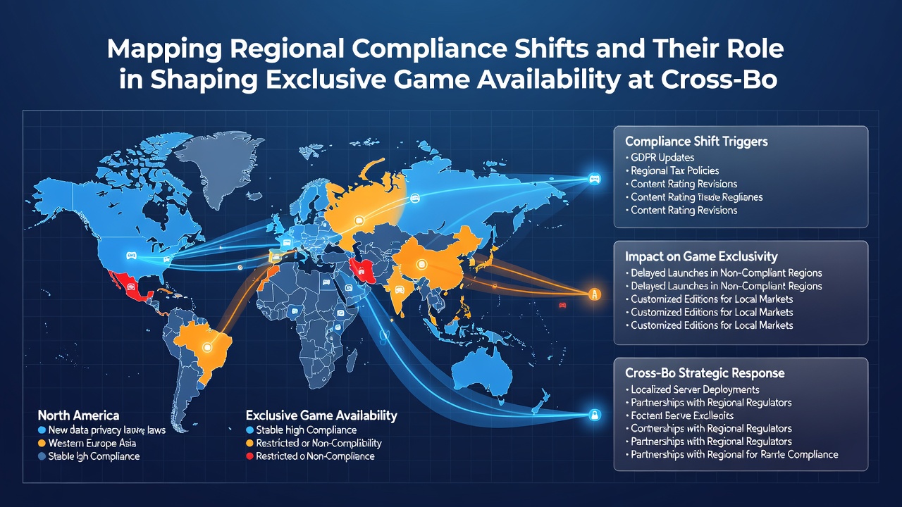 Illustration of cross-border gaming servers managing regional game access controls